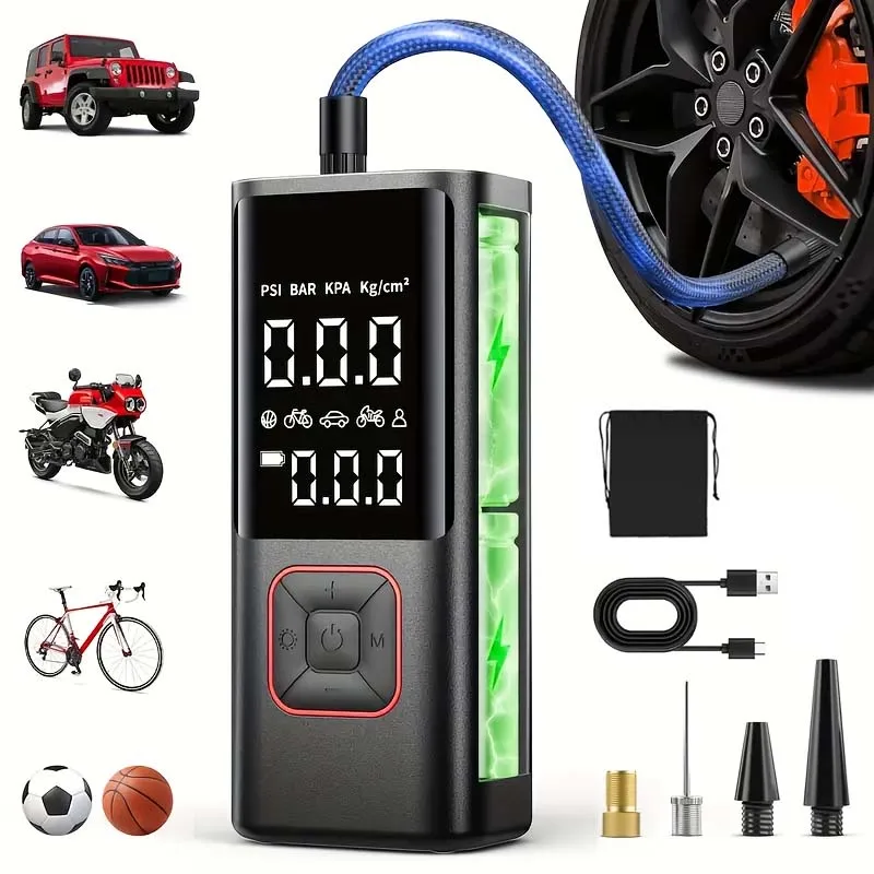 Tire Inflator Portable Air Compressor, Rechargeable Air Pump for Car Tires, 150PSI Portable Tire Inflator for Car,Cordless Bike Tire Pump with Pressure Gauge, LCD Dual Screen, Motorcycle Pump, Essential Road Trip Accessories, High-Capacity Power Bank
Tire Inflator Portable Air Compressor, Rechargeable Air Pump for Car Tires, 150PSI Portable Tire Inflator for Car,Cordless Bike Tire Pump with Pressure Gauge, LCD Dual Screen, Motorcycle Pump, Essential Road Trip Accessories, High-Capacity Power Bank