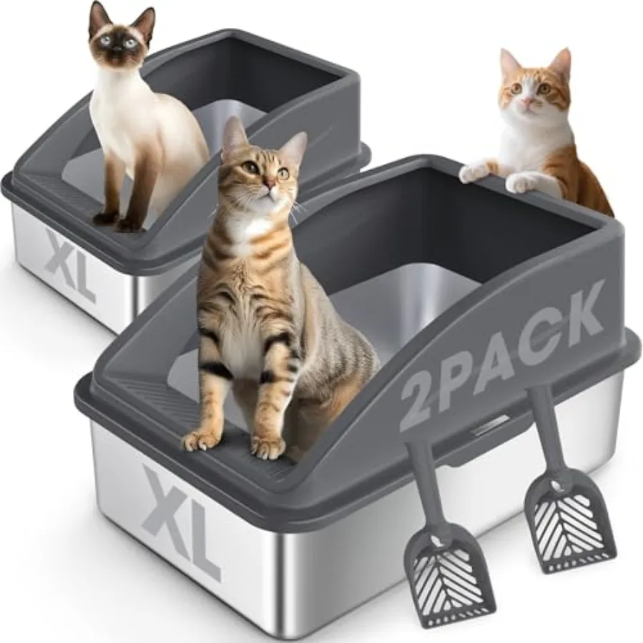 2 Pack Stainless Steel Litter Box XL Enclosed for Big and Multi Cats High Sided Anti-Urine Leakage Non-Stick Bottom
2 Pack Stainless Steel Litter Box XL Enclosed for Big and Multi Cats High Sided Anti-Urine Leakage Non-Stick Bottom
