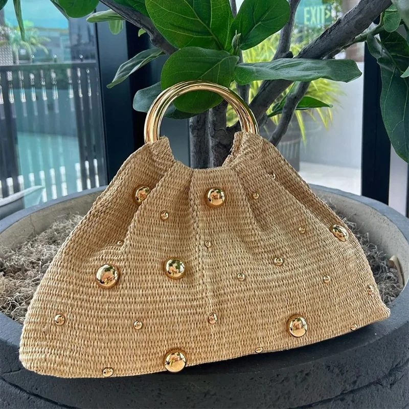 Соломенная сумка в стиле бохо с бисером, элегантный клатч с круглой ручкой, летняя пляжная тканая сумка-тоут, женская вечерняя сумка из ротанга для свадебной сумки
Соломенная сумка в стиле бохо с бисером, элегантный клатч с круглой ручкой, летняя пляжная тканая сумка-тоут, женская вечерняя сумка из ротанга для свадебной сумки