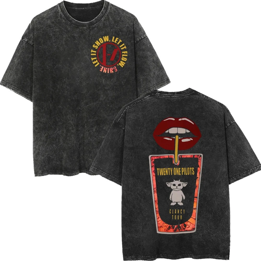 Oversized Top Round Neck Men Women T-ShirtWashed T Shirts Rock Band Twenty One Men's Women's High American
Oversized Top Round Neck Men Women T-ShirtWashed T Shirts Rock Band Twenty One Men's Women's High American