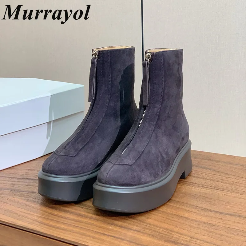 New Cow Suede Thick Bottom Ankle Botas Women Round Toe Front Zipper Design Short Boots Autumn Winter Versatile Riding Boots
New Cow Suede Thick Bottom Ankle Botas Women Round Toe Front Zipper Design Short Boots Autumn Winter Versatile Riding Boots