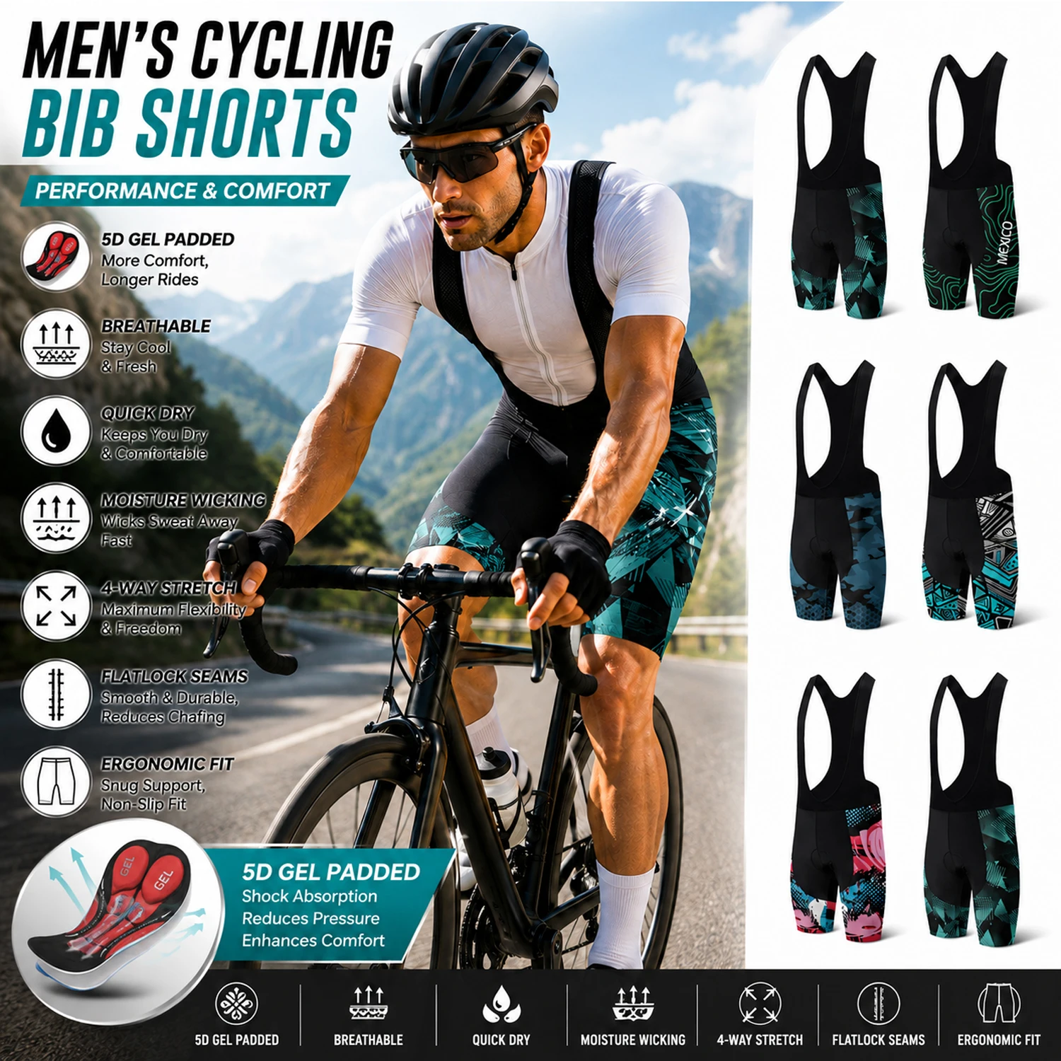 Breathable Cycling Bib Shorts for Men – Professional Riding Shorts with Gel Pad Comfortable Breathable Riding Shorts
Breathable Cycling Bib Shorts for Men – Professional Riding Shorts with Gel Pad Comfortable Breathable Riding Shorts