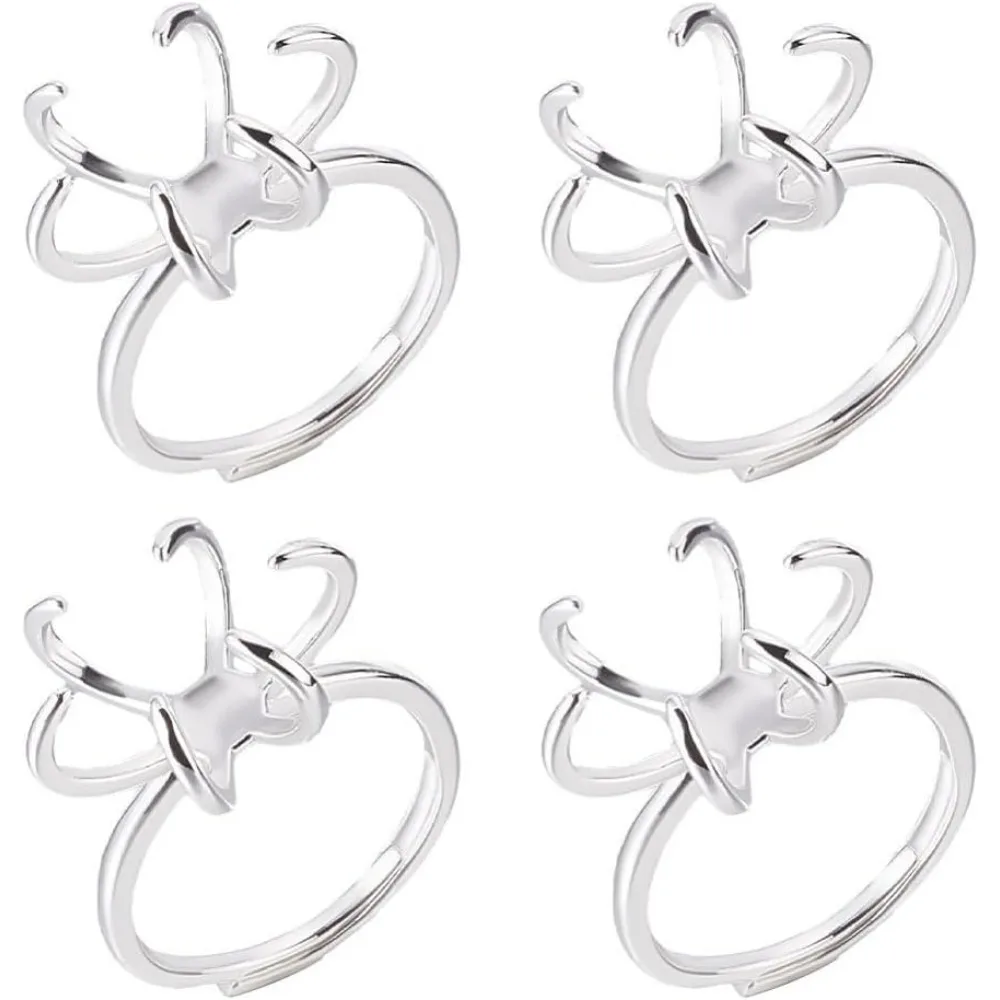 4 Pcs Claw Ring Blank, Adjustable Brass Ring Bases Finger Ring Components 6 Claws Blank Base for Gemstones Cabochon
4 Pcs Claw Ring Blank, Adjustable Brass Ring Bases Finger Ring Components 6 Claws Blank Base for Gemstones Cabochon