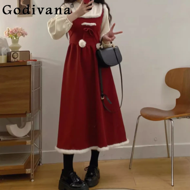 Christmas Autumn Winter Sweet Plus Size Fake Two-piece Red Dress Age-reducing High Waist A-line Fashion Princess Long Dresses
Christmas Autumn Winter Sweet Plus Size Fake Two-piece Red Dress Age-reducing High Waist A-line Fashion Princess Long Dresses
