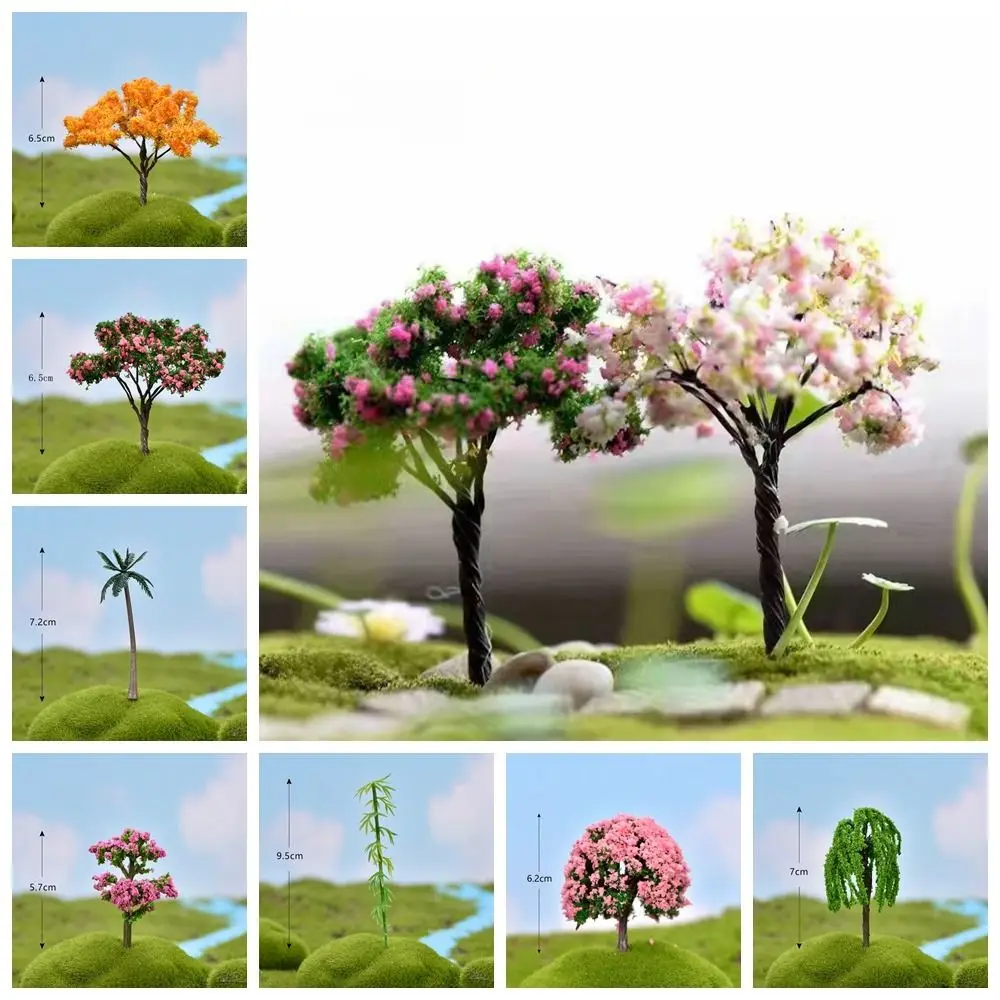 Micro Figurines Plastic Sakura Miniatures Model Vivid Simulation Trees Landscape Rural Style Micro Figurines Yard