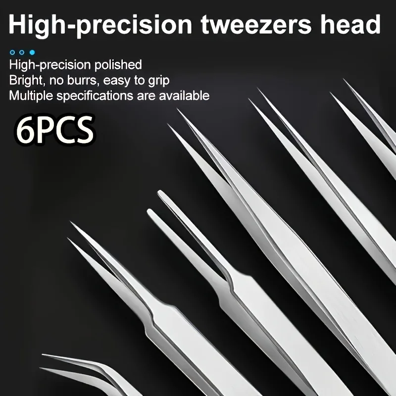 6pcs/Set Stainless Steel Tweezers Straight And Angled For DIY Long-Handled Tweezers For Crafting Kitchen Tweezers Jewelry Making
6pcs/Set Stainless Steel Tweezers Straight And Angled For DIY Long-Handled Tweezers For Crafting Kitchen Tweezers Jewelry Making