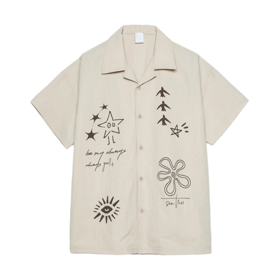 Vintage Beige Cargo Shirts Men Streetwear Harajuku Creative Print Short Sleeve Shirt for Men Oversized Summer Casual Blouse Male
Vintage Beige Cargo Shirts Men Streetwear Harajuku Creative Print Short Sleeve Shirt for Men Oversized Summer Casual Blouse Male