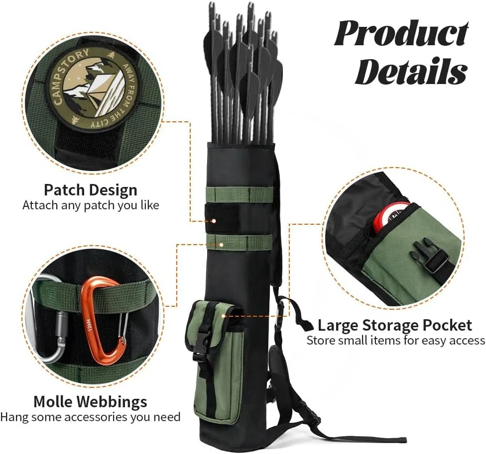 Archery Lightweight Back Arrow Bag Dual Use Foldable Compact Hip Arrow Bag with Molle System Pocket for Military Tactical Huntin
Archery Lightweight Back Arrow Bag Dual Use Foldable Compact Hip Arrow Bag with Molle System Pocket for Military Tactical Huntin