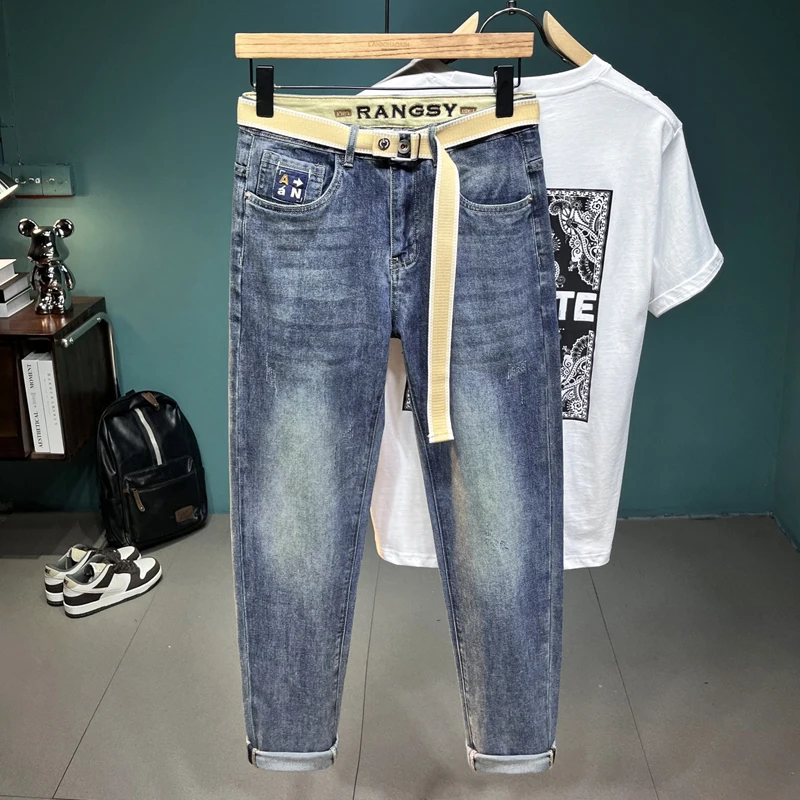 2024 Spring and Summer New Embroidery Jeans Men's Fashion Waist Letters Embroidery Belt Tapered Slim-Fit Pants
2024 Spring and Summer New Embroidery Jeans Men's Fashion Waist Letters Embroidery Belt Tapered Slim-Fit Pants