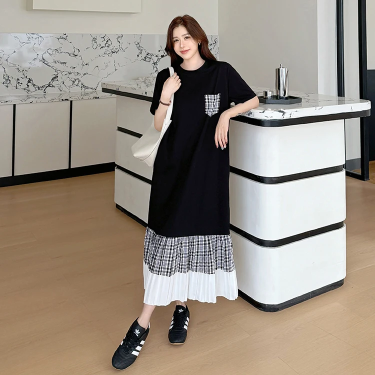 Summer 2026 New Loose Large Size Splice Pleated Skirt Pocket Short Sleeve Dress Ethnic Women's Fashion Traditional Costume
Summer 2026 New Loose Large Size Splice Pleated Skirt Pocket Short Sleeve Dress Ethnic Women's Fashion Traditional Costume
