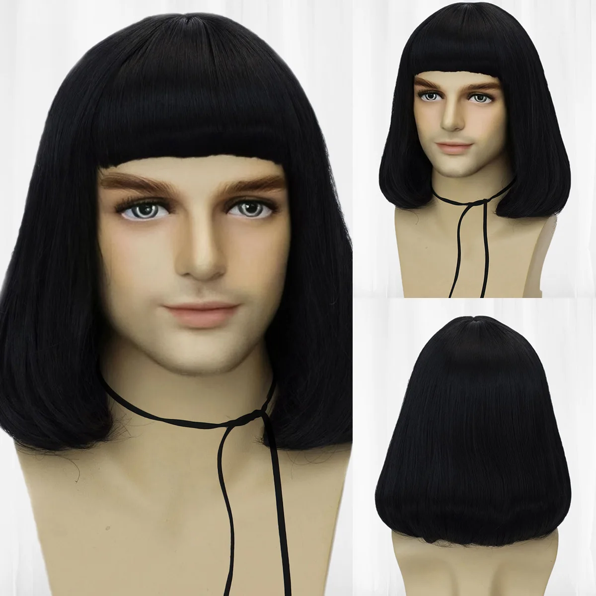 14 inch synthetic short wig, black short straight cosplay wig, bangs and shoulder hair, Halloween exhibition cosplay wig
14 inch synthetic short wig, black short straight cosplay wig, bangs and shoulder hair, Halloween exhibition cosplay wig