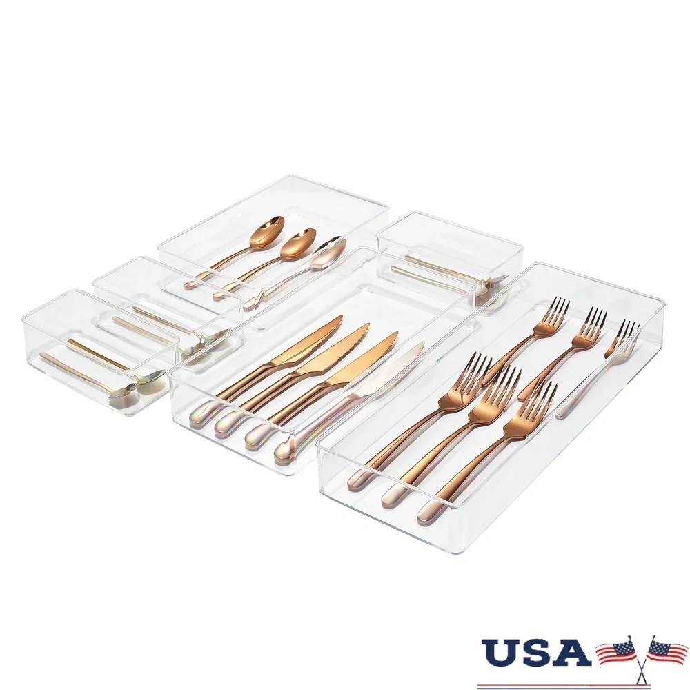 6-Piece Drawer Organizer Set Kitchen Bathroom Bedroom Multi-Functional Storage Solution Clear Plastic Dividers Fits Most Drawers
6-Piece Drawer Organizer Set Kitchen Bathroom Bedroom Multi-Functional Storage Solution Clear Plastic Dividers Fits Most Drawers