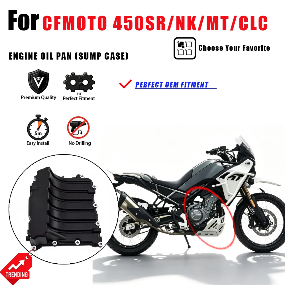 For CFMOTO 450SR 450NK 450MT 450CLC Engine Oil Pan Sump Case Cover Motorcycle Accessories Accesorios Moto Carter Aceite
For CFMOTO 450SR 450NK 450MT 450CLC Engine Oil Pan Sump Case Cover Motorcycle Accessories Accesorios Moto Carter Aceite