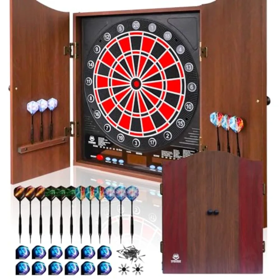 Electronic Dart Board LED Electric Digital Scoreboard Dart Boards for Adults with MDF Cabinet, up to 8 Players, 34 Games, 355 V
Electronic Dart Board LED Electric Digital Scoreboard Dart Boards for Adults with MDF Cabinet, up to 8 Players, 34 Games, 355 V