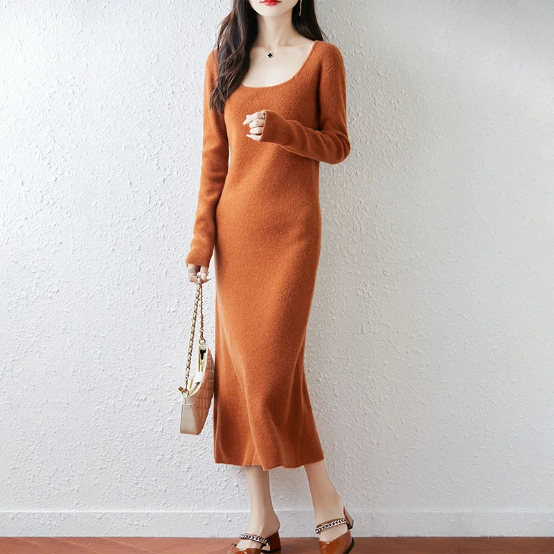 Autumn And Wnter New 100 Pure Wool Dress Female U-Neck Pullover Slim Dress Cashmere Bottoming Skirt
Autumn And Wnter New 100 Pure Wool Dress Female U-Neck Pullover Slim Dress Cashmere Bottoming Skirt