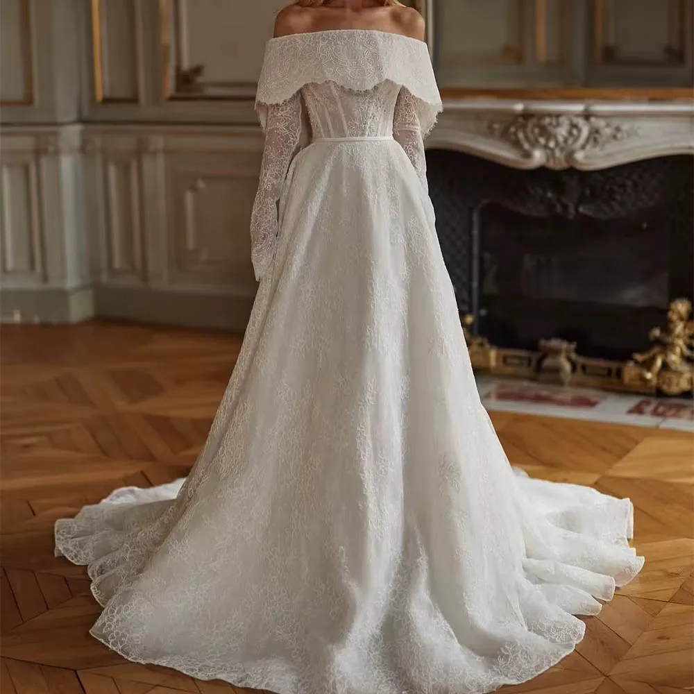 Customized Soft White Organza Wedding Dress Dreamy Boat Neck Long Sleeves Robe de mariée Boho A-Line Court Train Bridal Gown
Customized Soft White Organza Wedding Dress Dreamy Boat Neck Long Sleeves Robe de mariée Boho A-Line Court Train Bridal Gown