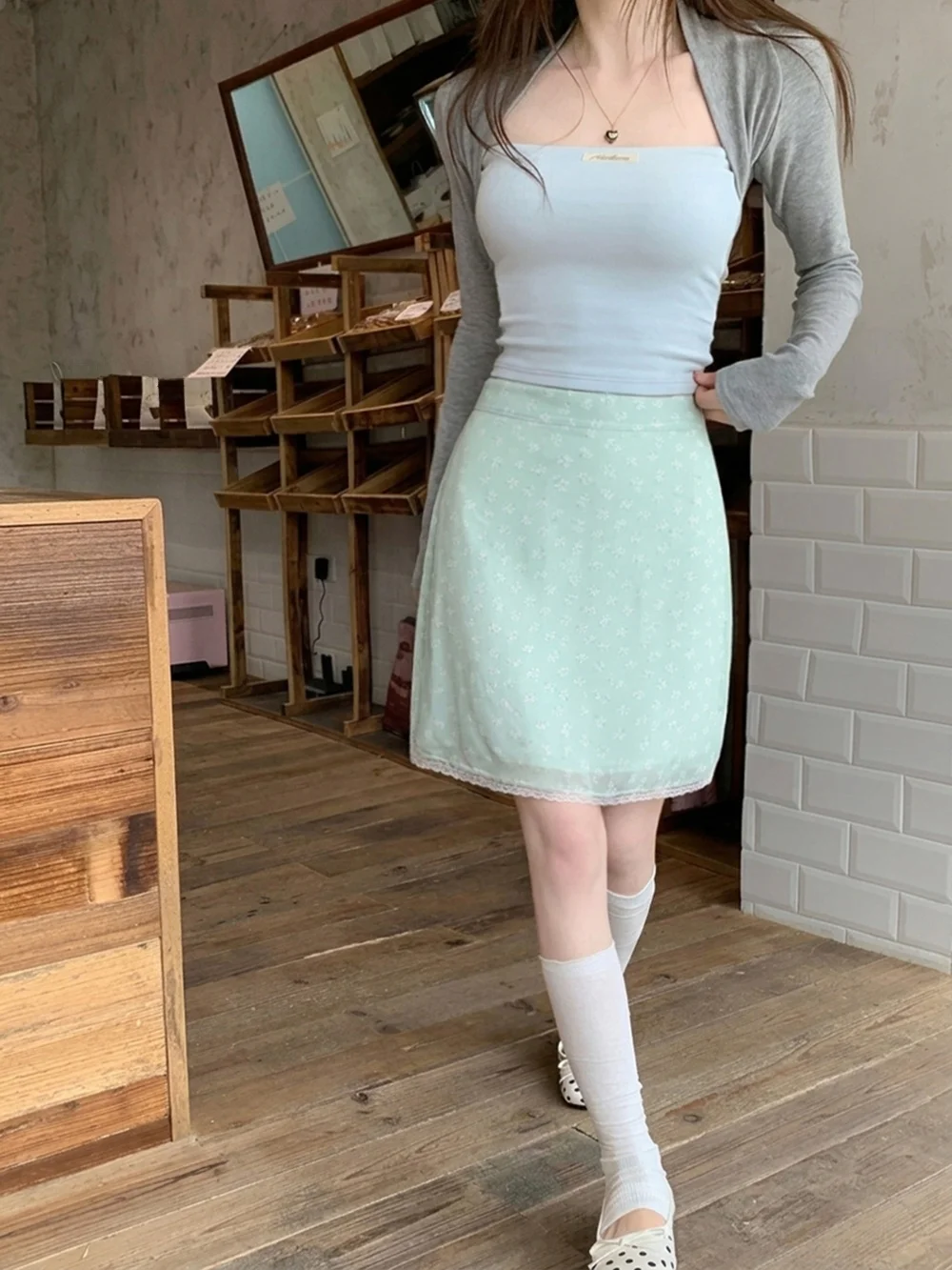 Kumikumi Sweet Style Green Floral A-Line Skirt Women's High Waist Slimming Summer Skirts Young Looking Half-length Skirts
Kumikumi Sweet Style Green Floral A-Line Skirt Women's High Waist Slimming Summer Skirts Young Looking Half-length Skirts