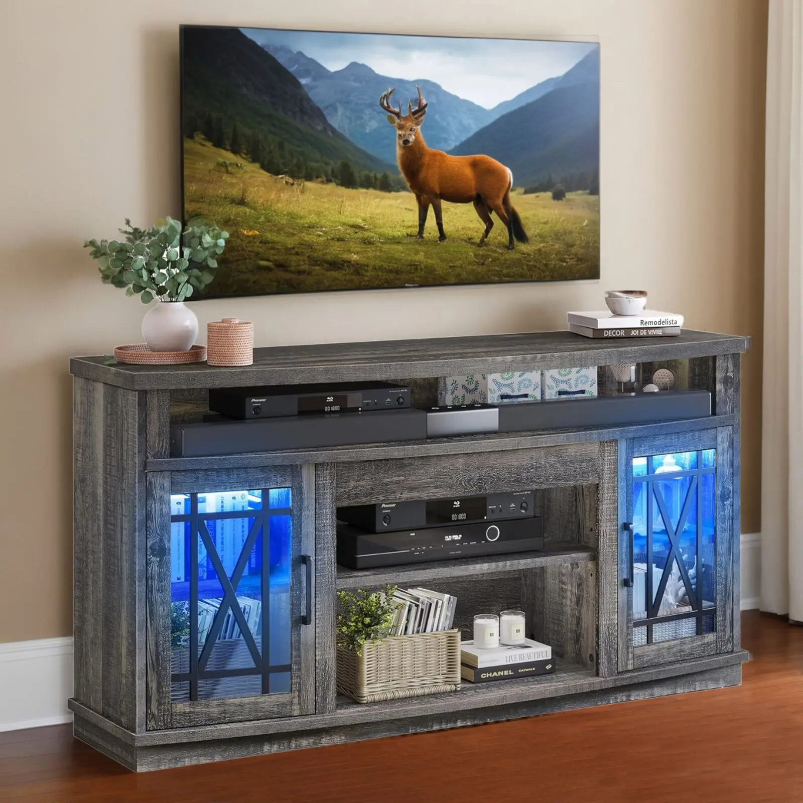 LED 32'' Tall TV Stand Entertainment Center for 65/55 In TV with Storage Cabinet
LED 32'' Tall TV Stand Entertainment Center for 65/55 In TV with Storage Cabinet