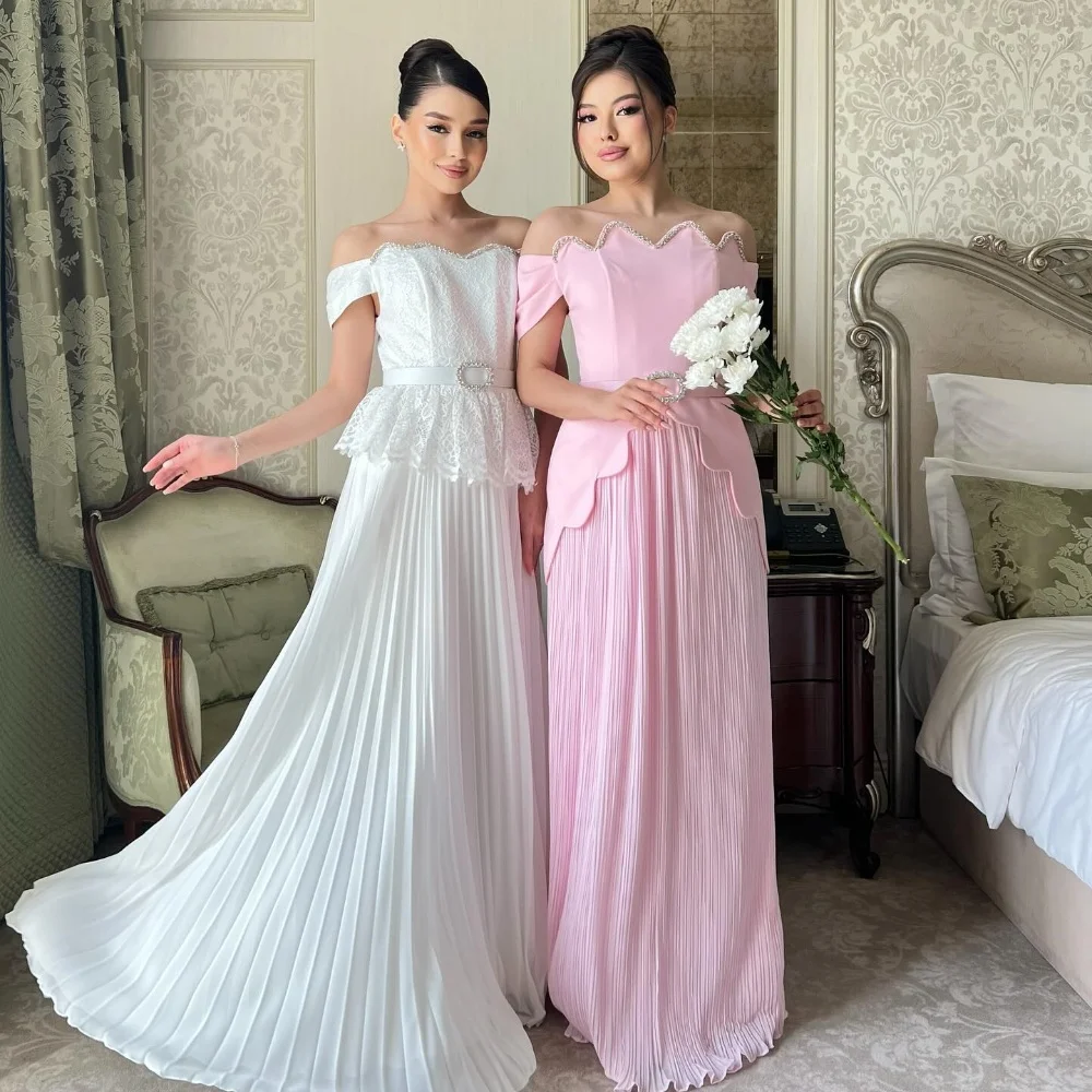 Customized Intricate Modern Style Jersey Sash Rhinestone Lace A-line Off-the-shoulder Long Dresses Bespoke Occasion Dresses Sexy
Customized Intricate Modern Style Jersey Sash Rhinestone Lace A-line Off-the-shoulder Long Dresses Bespoke Occasion Dresses Sexy
