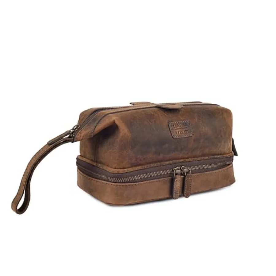 Genuine Leather Dopp Kit Large Travel Toiletry Bag with Waterproof Lining, Dual-Zip Design for Men and Women, Organizer for Sha
Genuine Leather Dopp Kit Large Travel Toiletry Bag with Waterproof Lining, Dual-Zip Design for Men and Women, Organizer for Sha