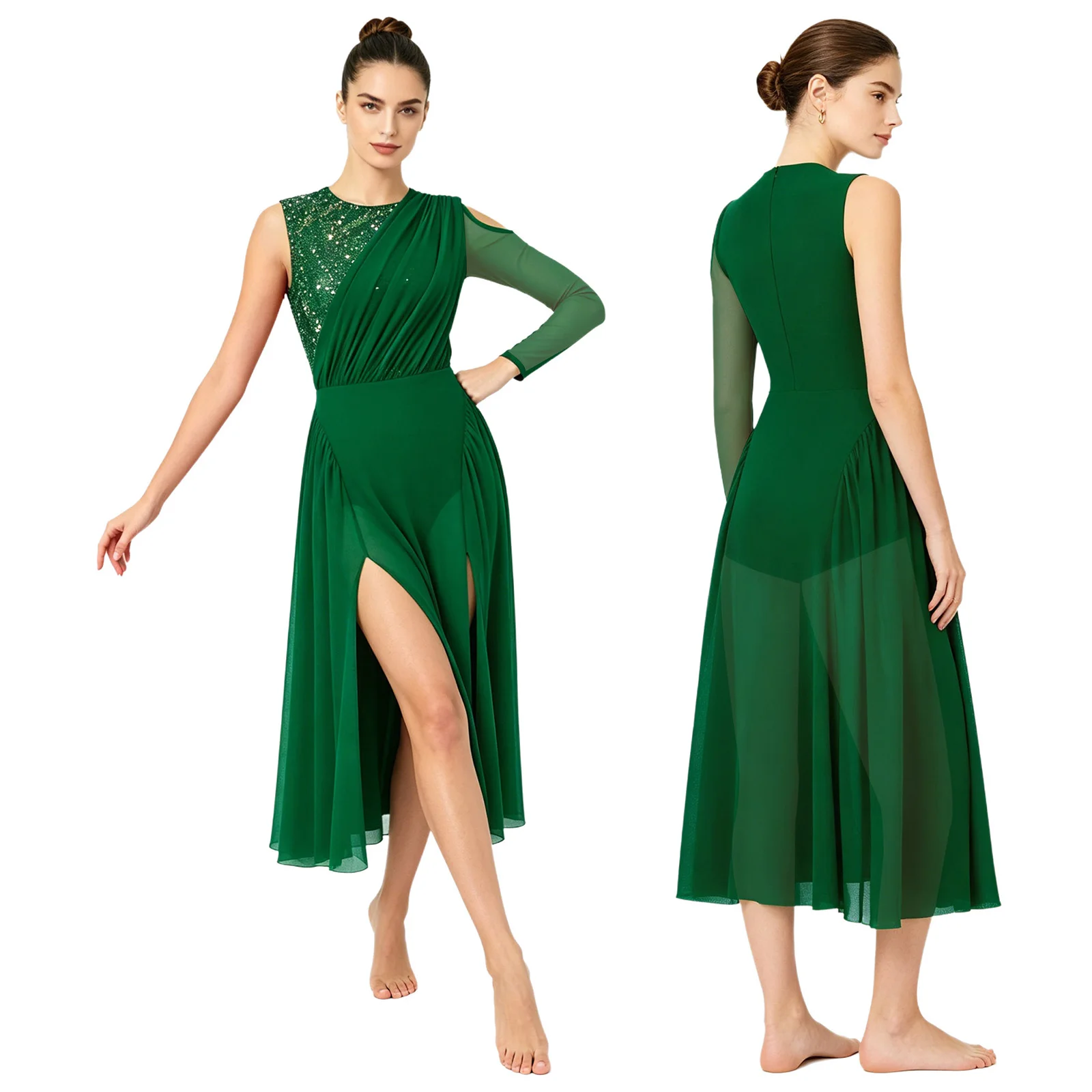 Women Leotard Dress Jazz Contemporary Dance Costumes Cold Shoulder Split Jumpsuit for Lyrical Dance Practice Performance
Women Leotard Dress Jazz Contemporary Dance Costumes Cold Shoulder Split Jumpsuit for Lyrical Dance Practice Performance