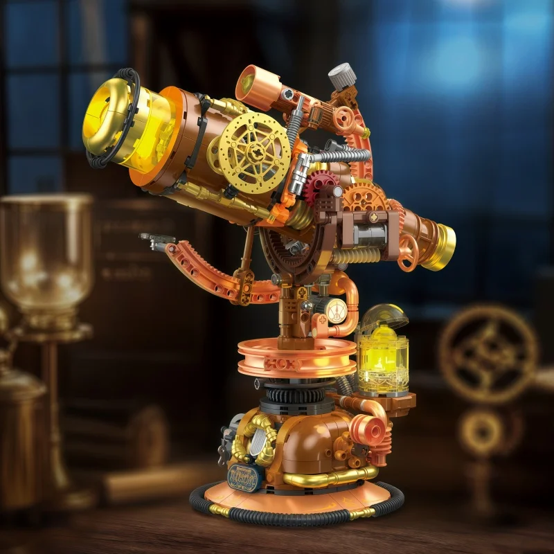 Retro Steampunk Astronomical Telescope Building Bricks, Collectible Decorative Model with Moving Gears
Retro Steampunk Astronomical Telescope Building Bricks, Collectible Decorative Model with Moving Gears