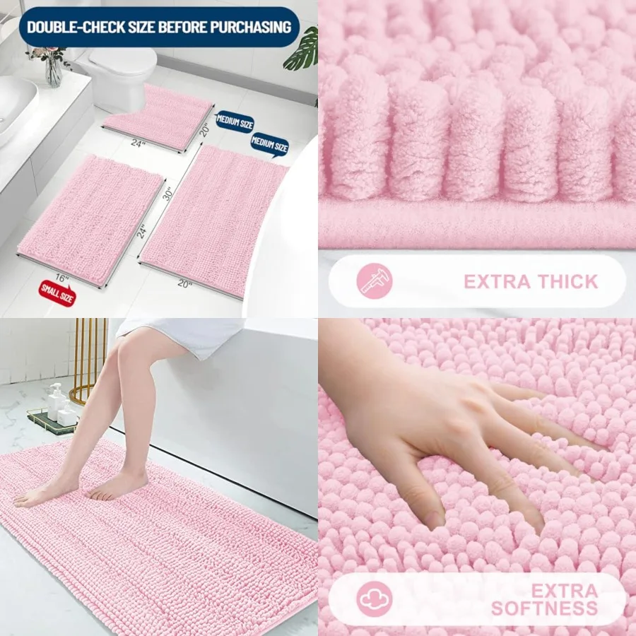 Chenille Striped Bathroom Rugs 59x24, Extra Thick and Absorbent Bath Mats, Non-Slip Soft Plush Shaggy Shower Carpet, Machine Wa
Chenille Striped Bathroom Rugs 59x24, Extra Thick and Absorbent Bath Mats, Non-Slip Soft Plush Shaggy Shower Carpet, Machine Wa