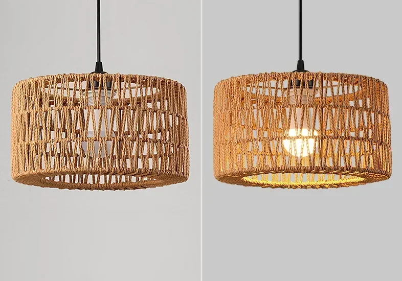 Boho Woven Rattan Drum Basket Chandelier Light Fixture Cylinder Shape Hanging Light Fixture E27/E26 Handmade Rattan Pendant Lamp
Boho Woven Rattan Drum Basket Chandelier Light Fixture Cylinder Shape Hanging Light Fixture E27/E26 Handmade Rattan Pendant Lamp