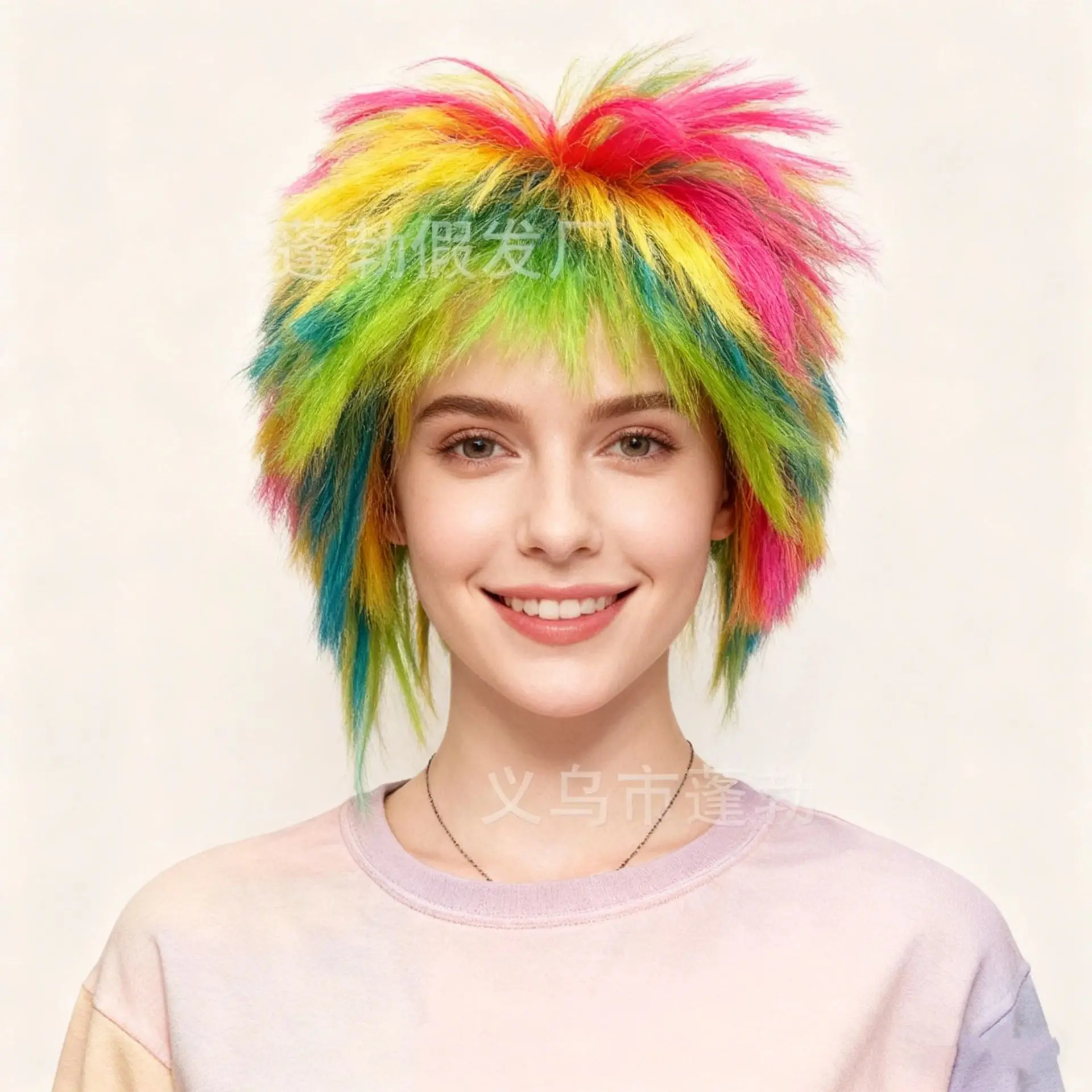 Synthetic Colorful Short Spiky Wig Punk Cosplay Fluffy Non-Mainstream Hair Festival Halloween Party Costume Accessory
Synthetic Colorful Short Spiky Wig Punk Cosplay Fluffy Non-Mainstream Hair Festival Halloween Party Costume Accessory
