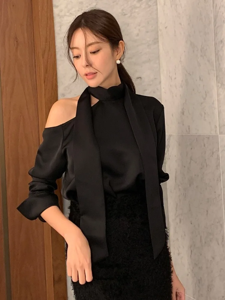 Ele Bla Long Sve oulder Bared irt для женщин, осень 2023, дизайн с воротником-стойкой Sa, сексуальная женская одежда
Ele Bla Long Sve oulder Bared irt для женщин, осень 2023, дизайн с воротником-стойкой Sa, сексуальная женская одежда