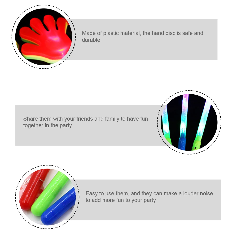 6 Pcs Birthday Party Favors Multi-functional Hand Clappers Gift Luminous Noisemaker Props Plastic Cheering
6 Pcs Birthday Party Favors Multi-functional Hand Clappers Gift Luminous Noisemaker Props Plastic Cheering