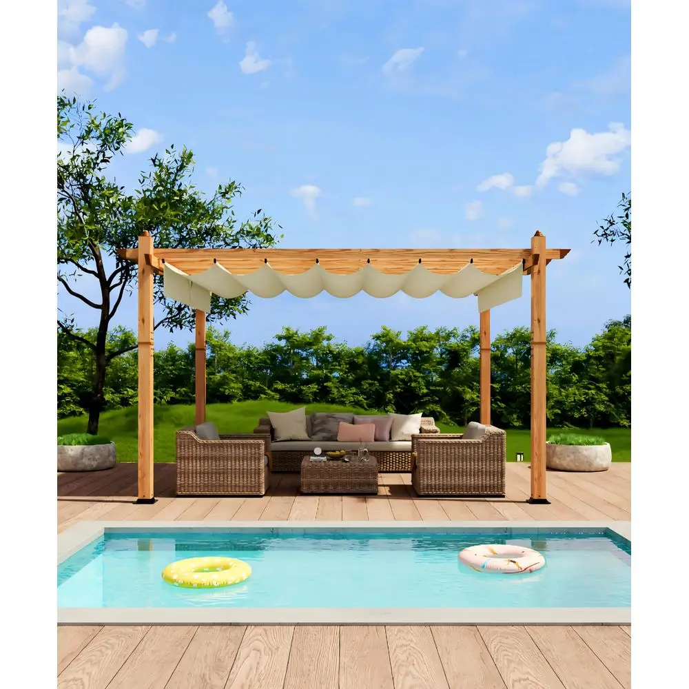10 x 13 ft WoodGrain Aluminum Pergola Outdoor Pergola with Retractable Canopy Sun Shade Shelter for Garden, Patio, Backyard, De
10 x 13 ft WoodGrain Aluminum Pergola Outdoor Pergola with Retractable Canopy Sun Shade Shelter for Garden, Patio, Backyard, De