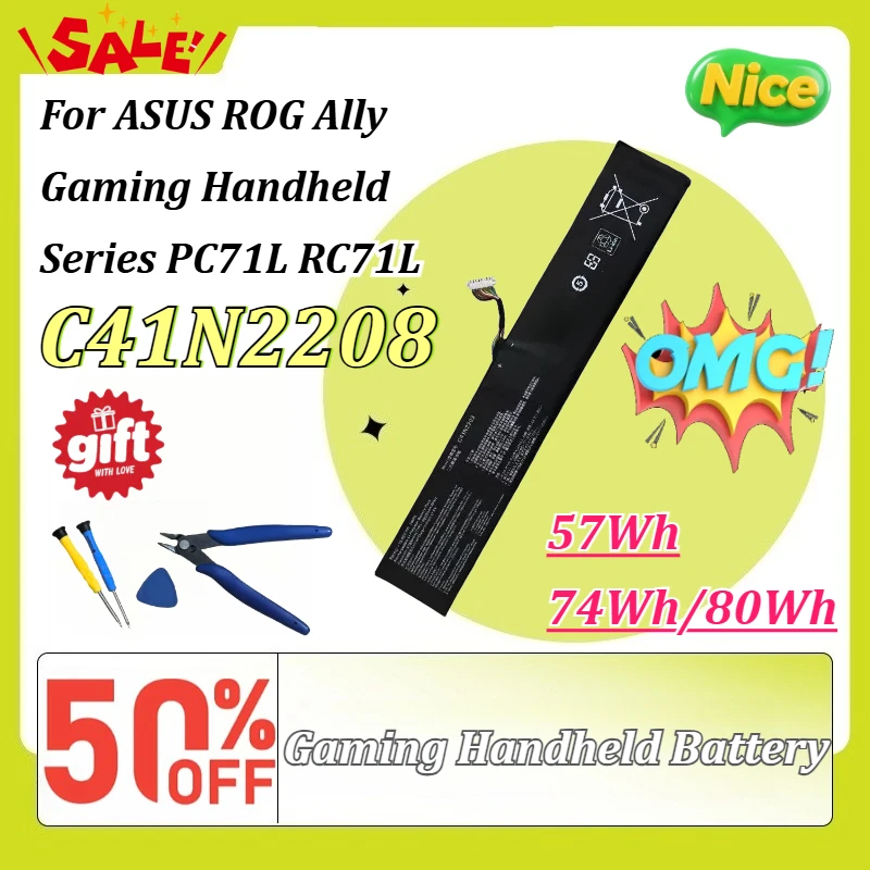 New C41N2208 57Wh/74Wh/80Wh Gaming Handheld Battery for ASUS ROG Ally Gaming Handheld Series PC71L RC71L with Free Tools
New C41N2208 57Wh/74Wh/80Wh Gaming Handheld Battery for ASUS ROG Ally Gaming Handheld Series PC71L RC71L with Free Tools