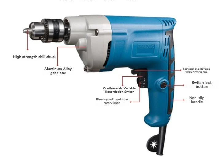 High Power Electric Drill Industrial Household Self-Locking Chuck Hand Tight Drill
High Power Electric Drill Industrial Household Self-Locking Chuck Hand Tight Drill