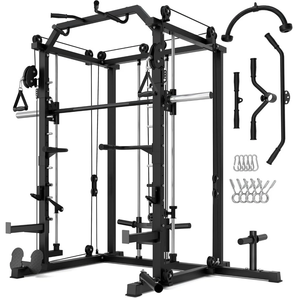 Smith Machine, 2000LBS M11 Multi-Function Squat Rack Power Cage with Cable Crossover System and Smith Bar, All-in-One
Smith Machine, 2000LBS M11 Multi-Function Squat Rack Power Cage with Cable Crossover System and Smith Bar, All-in-One