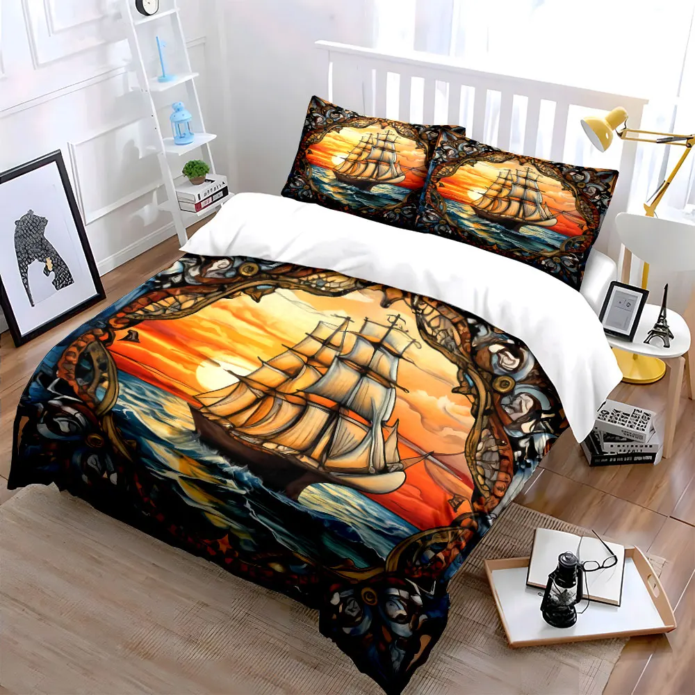 Sailing Ship Sunset Art Decor kid's and adults' bedroom decor, Exquisite three-piece bedding set gift
Sailing Ship Sunset Art Decor kid's and adults' bedroom decor, Exquisite three-piece bedding set gift