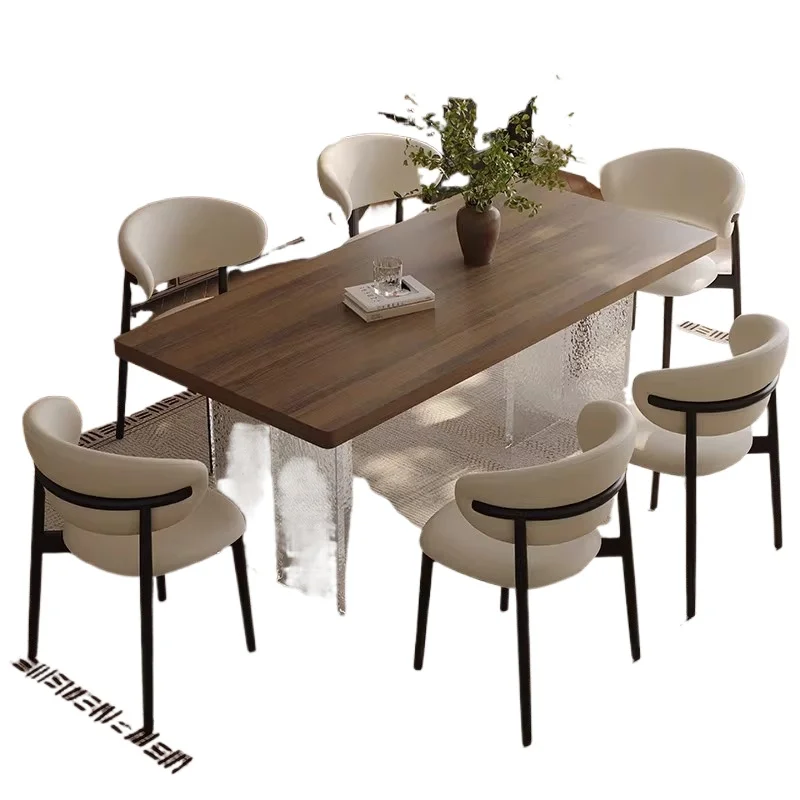 Acrylic suspended rock hanging dining table, French medium and ancient style household dining table and chairs
Acrylic suspended rock hanging dining table, French medium and ancient style household dining table and chairs