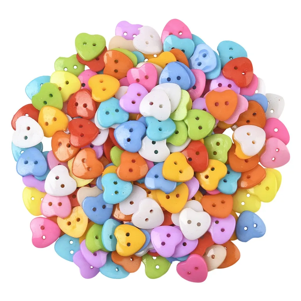 1 Bag 2-Hole Resin Buttons Mixed Color Heart 14.5x15x3mm Hole: 1.8mm 200pcs/bag
1 Bag 2-Hole Resin Buttons Mixed Color Heart 14.5x15x3mm Hole: 1.8mm 200pcs/bag