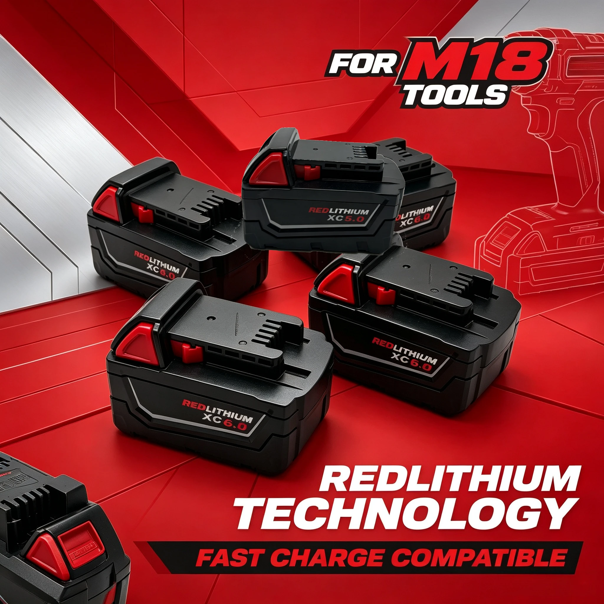 For Upgraded 6.0Ah M18 18V Lithium Ion Battery Quick Power Supply Milwaukee M18 Series Wireless Electric Working Hand Tools
For Upgraded 6.0Ah M18 18V Lithium Ion Battery Quick Power Supply Milwaukee M18 Series Wireless Electric Working Hand Tools