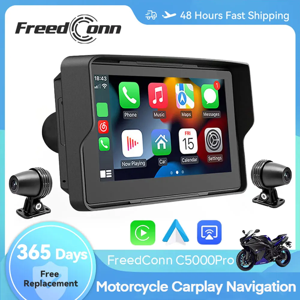 Freedconn Motorcycle Navigation Carplay DVR Bluetooth Car play 5 Inch Display Wireless Android Auto Monitor Waterproof
Freedconn Motorcycle Navigation Carplay DVR Bluetooth Car play 5 Inch Display Wireless Android Auto Monitor Waterproof