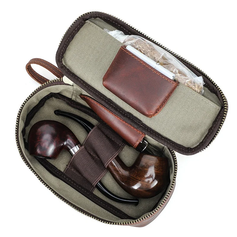 Portable Cowhide Leather Pipe Bag - Holds 2 Pipes Travel Essential Smoking Accessories Kit Gift for Pipe Lovers
Portable Cowhide Leather Pipe Bag - Holds 2 Pipes Travel Essential Smoking Accessories Kit Gift for Pipe Lovers