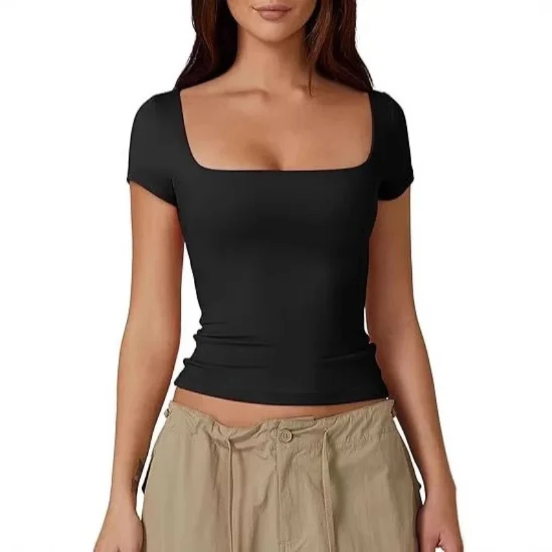 European and American Tops Women's Slim-fitting and Thin Navel-showing Solid-colo
European and American Tops Women's Slim-fitting and Thin Navel-showing Solid-colo