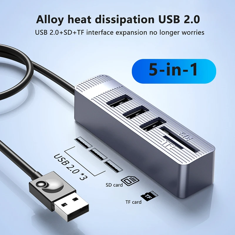 5в1 USB TF SD-концентратор для чтения карт памяти для портативного компьютера, ПК, 480 Мбит/с, высокоскоростной USB-разветвитель, адаптер, многопортовые аксессуары
5в1 USB TF SD-концентратор для чтения карт памяти для портативного компьютера, ПК, 480 Мбит/с, высокоскоростной USB-разветвитель, адаптер, многопортовые аксессуары