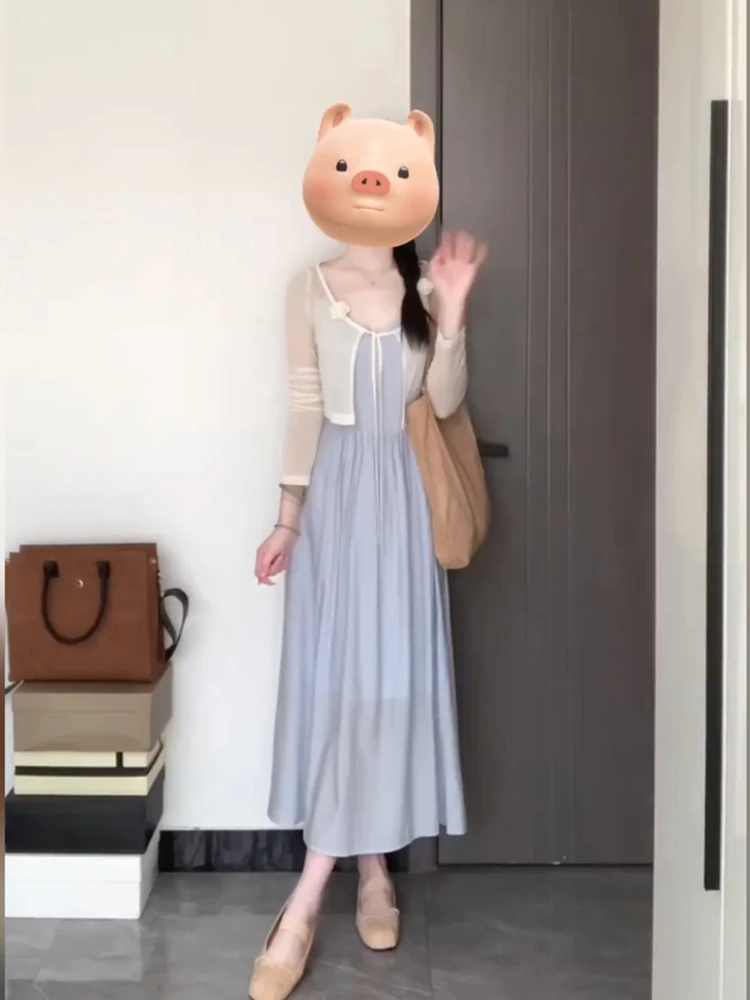 Blue V-Neck Strapless Dress Women's Summer Long Skirt Two-Piece Set Casual Commute Style A-Line Polyester Fiber Casual Wear
Blue V-Neck Strapless Dress Women's Summer Long Skirt Two-Piece Set Casual Commute Style A-Line Polyester Fiber Casual Wear