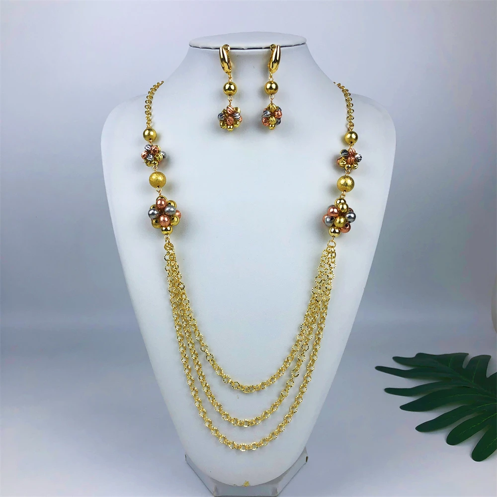 ESALE 18K Gold Plated Necklace And Earrings For Women Set 70cm Long Chain Dubai Gold Color Color Jewelry Adjustable Length 3pcs
ESALE 18K Gold Plated Necklace And Earrings For Women Set 70cm Long Chain Dubai Gold Color Color Jewelry Adjustable Length 3pcs