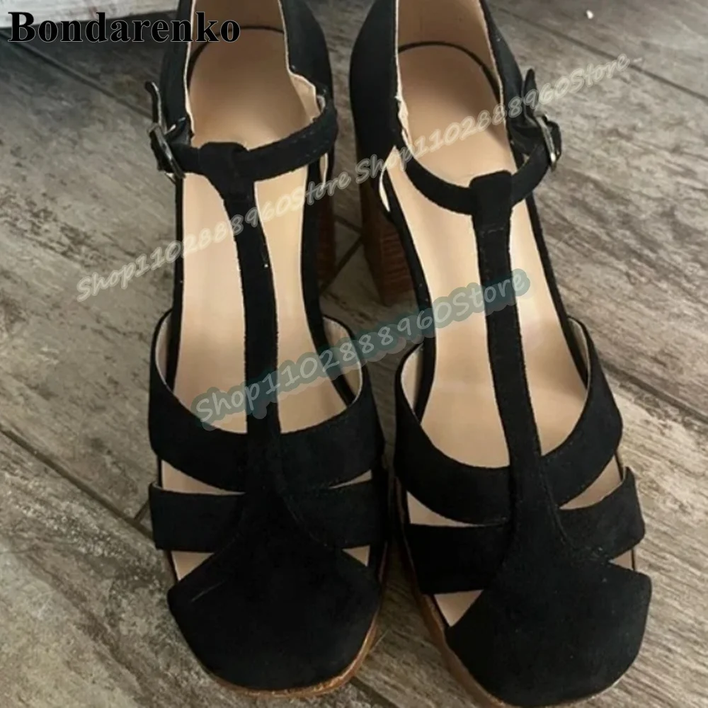 Casual Black T Strap Platform Sandals Chunky High Heel Women Shoes Ankle Buckle Strap Round Toe Fashion Party Zapatos Para Mujer
Casual Black T Strap Platform Sandals Chunky High Heel Women Shoes Ankle Buckle Strap Round Toe Fashion Party Zapatos Para Mujer