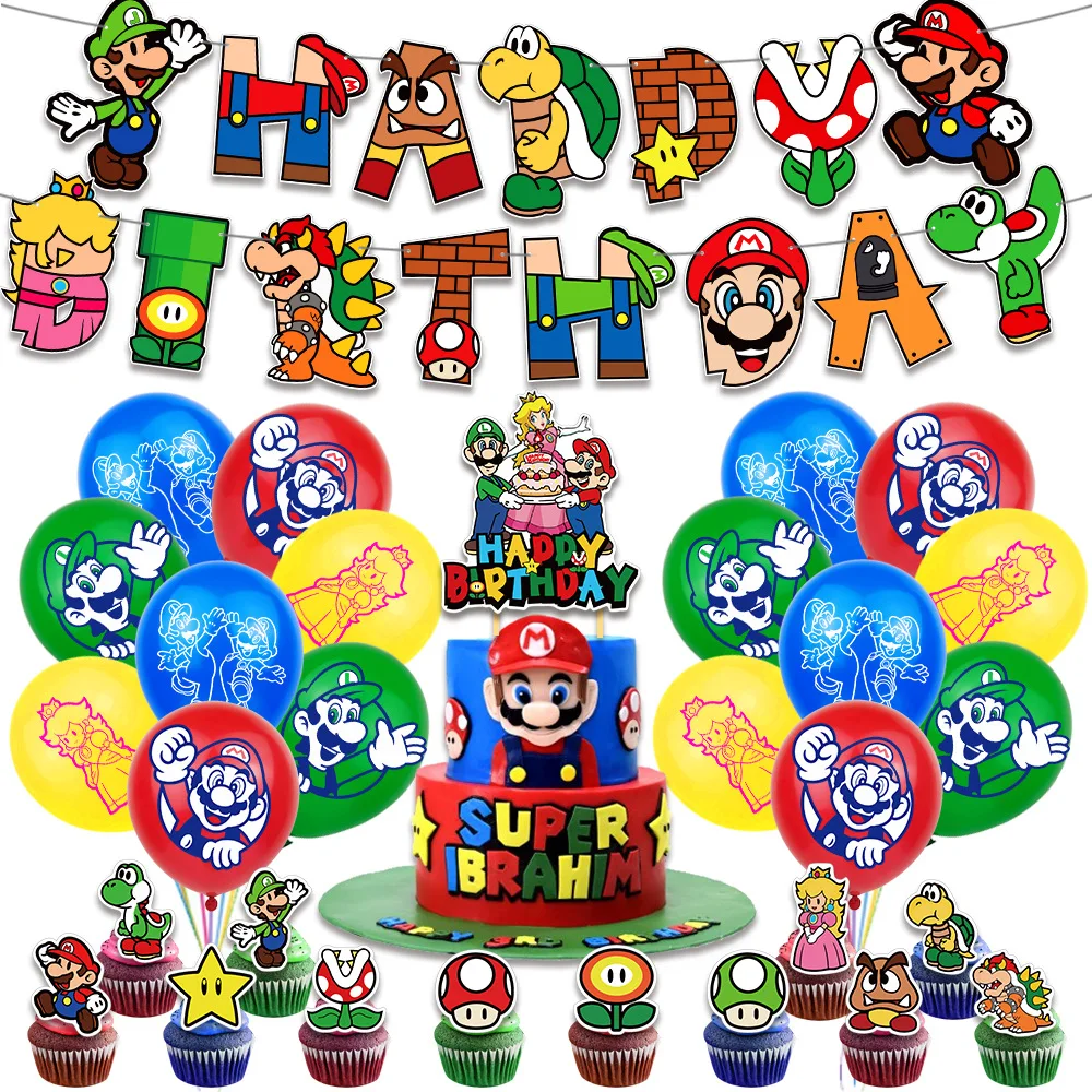 Cartoon Super Mario Party Paper Pull Flag Birthday Cake Tag Balloon Set Decorated Children DIY Toys Exquisite Gift
Cartoon Super Mario Party Paper Pull Flag Birthday Cake Tag Balloon Set Decorated Children DIY Toys Exquisite Gift