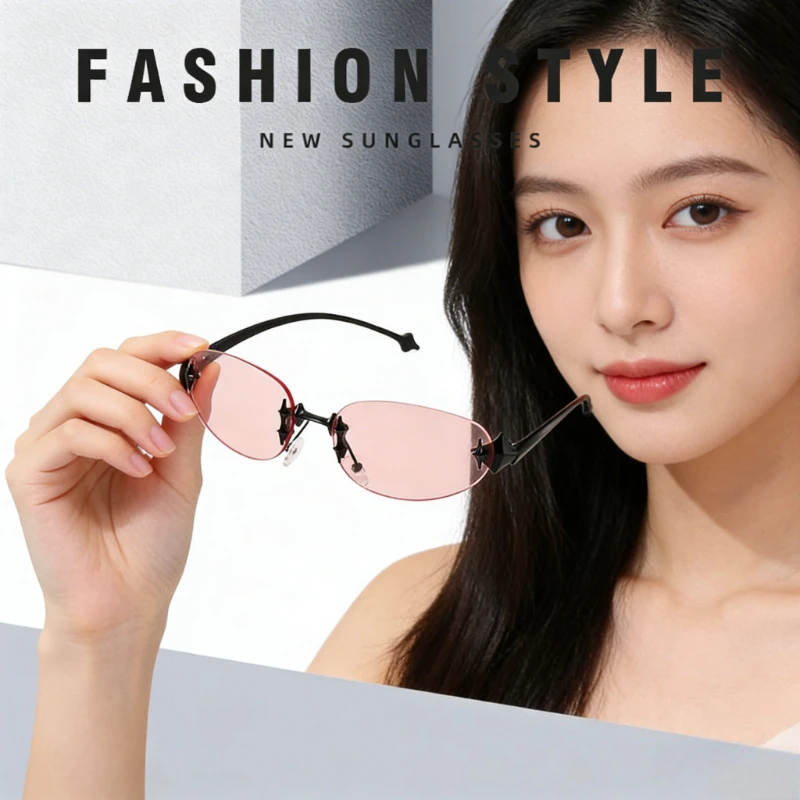 Frameless Oval Metal Sunglasses Hot Girl Street Photography Sunshades Rimless Outside Traveling Hiking Eyewear Driving Glasses
Frameless Oval Metal Sunglasses Hot Girl Street Photography Sunshades Rimless Outside Traveling Hiking Eyewear Driving Glasses