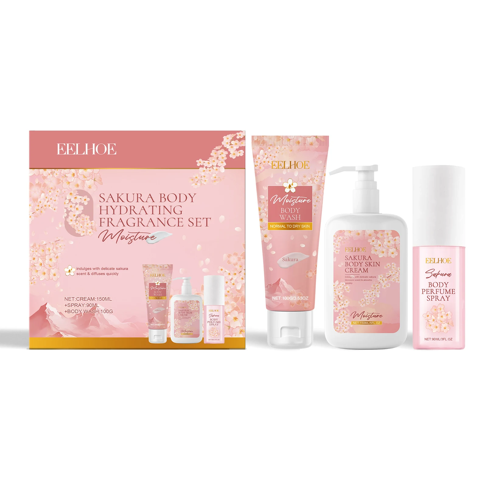 EELHOE Cherry Blossom Набор для ухода за телом Нежная очищающая вода Увлажняющий и питательный аромат кожи 1 шт.
EELHOE Cherry Blossom Набор для ухода за телом Нежная очищающая вода Увлажняющий и питательный аромат кожи 1 шт.