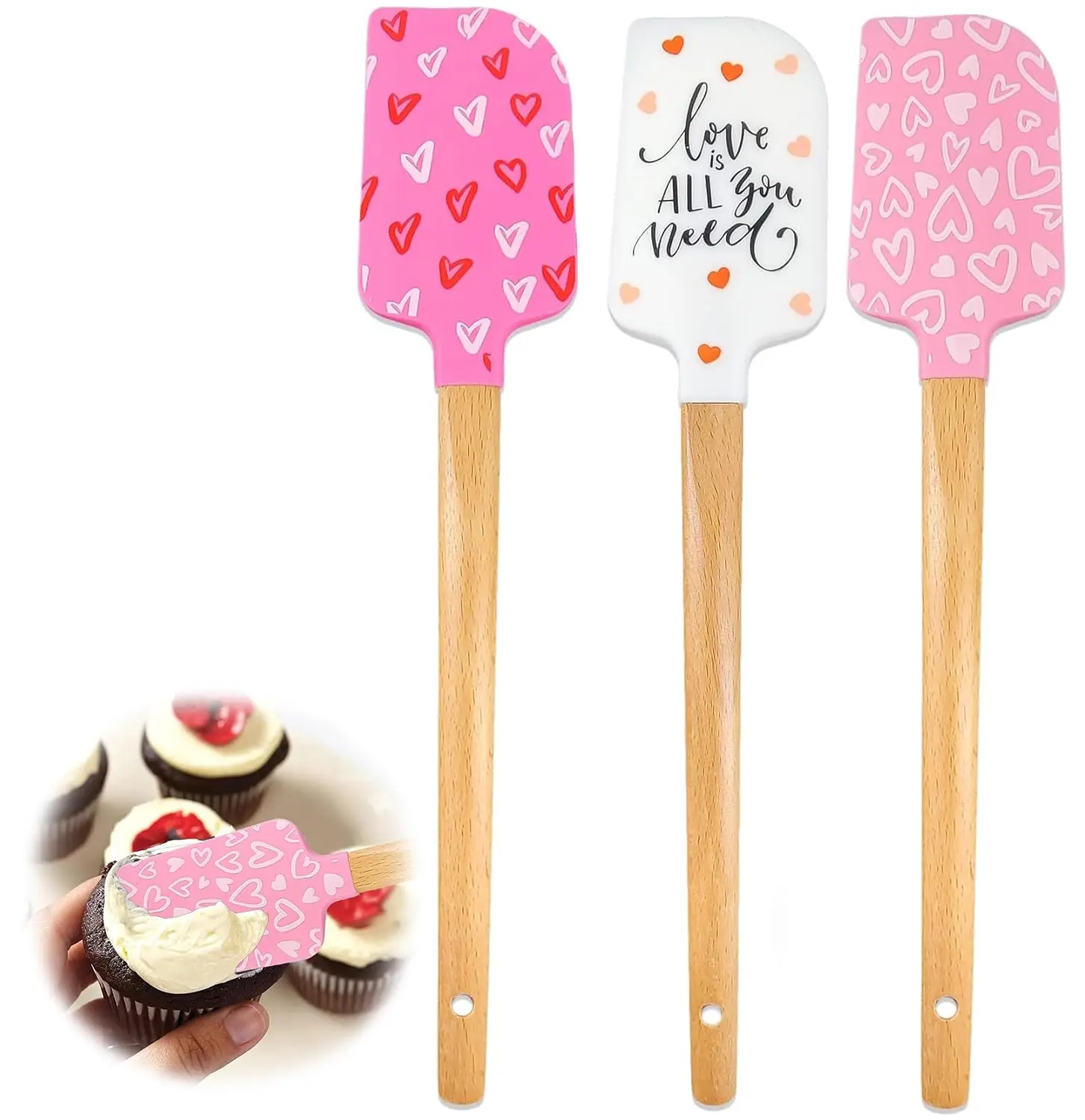 IK Valentine's Day Wooden Handle Silicone Spatula Set 3PCS Spatulas Cream Scrapers Pink Kitchen Utensils Romantic Gift for Wife
IK Valentine's Day Wooden Handle Silicone Spatula Set 3PCS Spatulas Cream Scrapers Pink Kitchen Utensils Romantic Gift for Wife